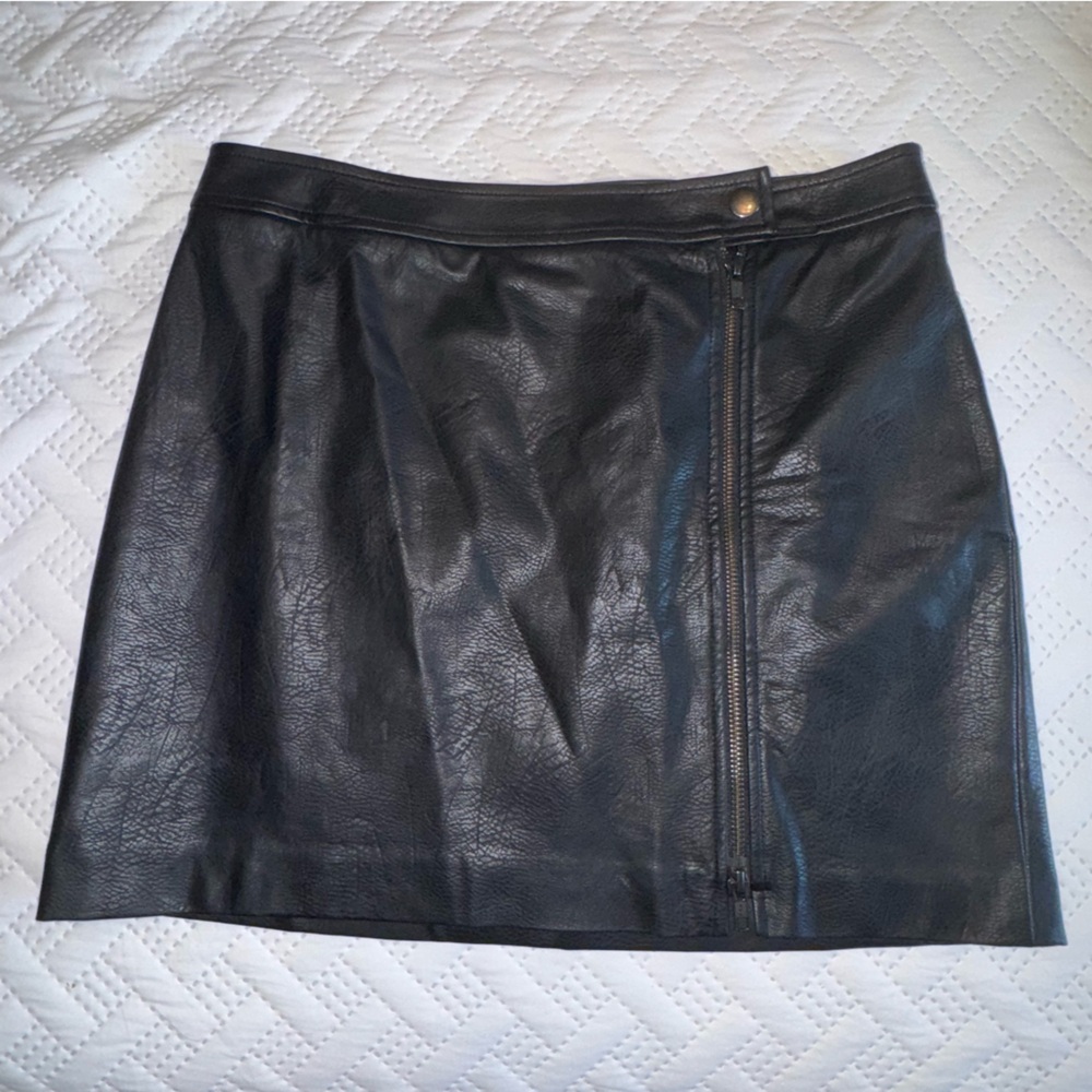 Free Press Black Faux Leather Mini Skirt